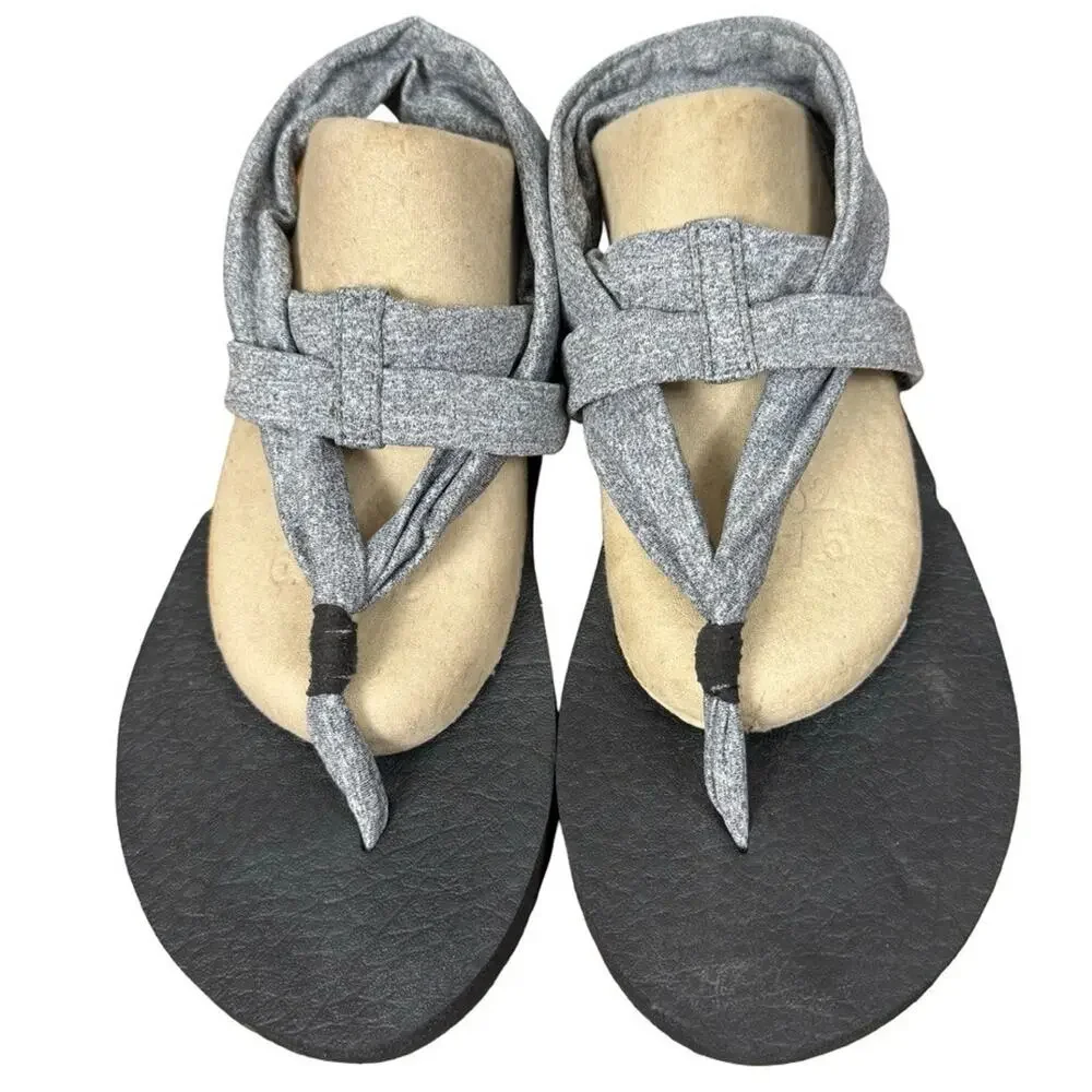 Skechers Meditation Slingback Stretch Gray Thongs Slingback Sandals Shoes sz 8